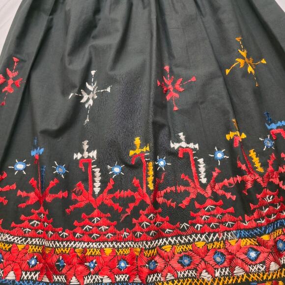Hand Made Black Cotton Kutchi Hand Embroidered Mirrow Image Vibrant Color XL - Picture 3 of 10